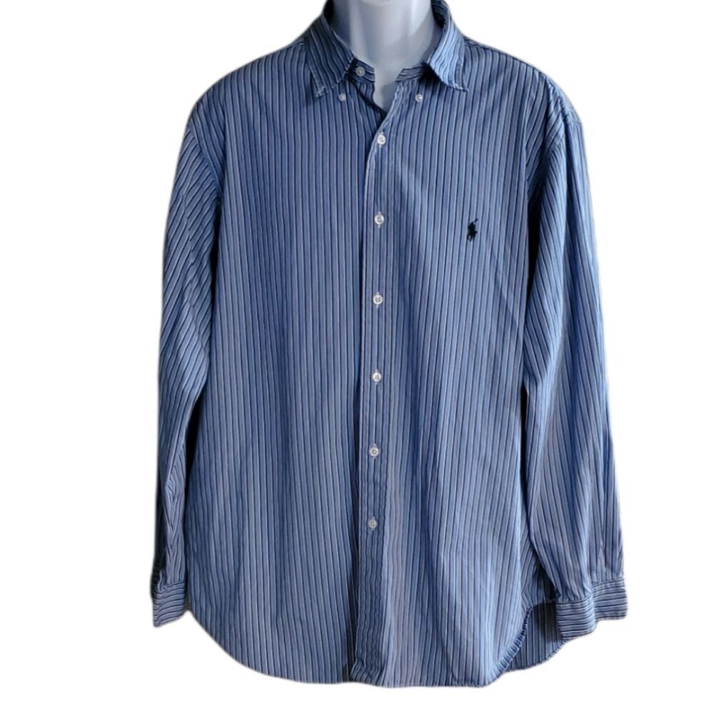 polo by ralph Lauren Blue Vertical Striped Classic Fit longsleeve Buttondown